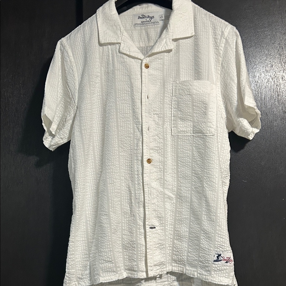 Nautica Men's White Textured Short Sleeve Shirt - Picture 1 of 3
